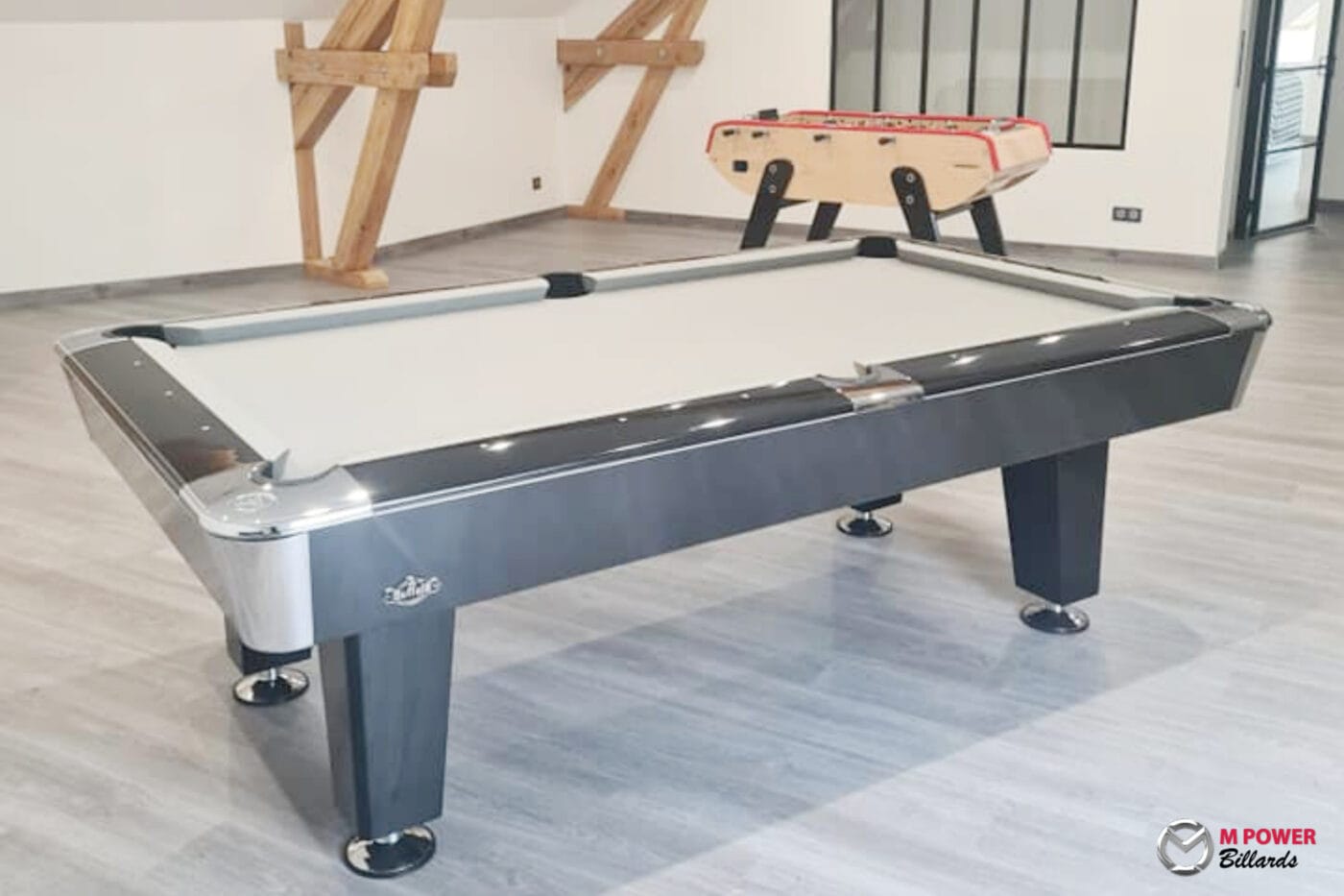 billard américain d'occasion outrage noir laque et babyfoot bassing