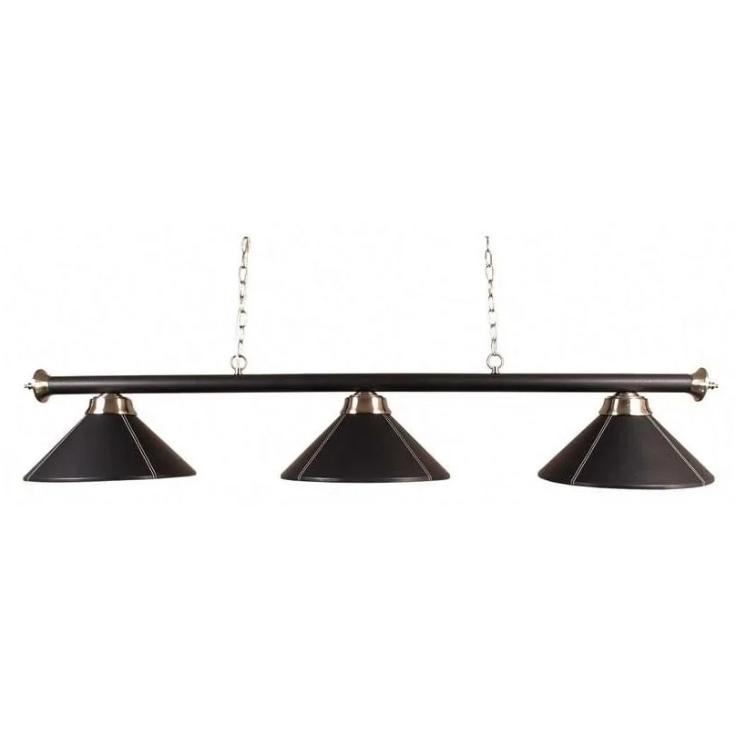 luminaire 3 globes domes noir cuir simili pool pub