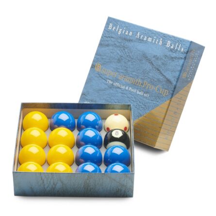 jeu de billes anglaises 50.8 Super Aramith Pro Cup jaunes et bleues yellow blue