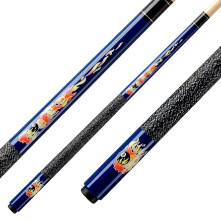 queue billard américain pour enfant flammes bleue petite queue 120 CM 123 CM