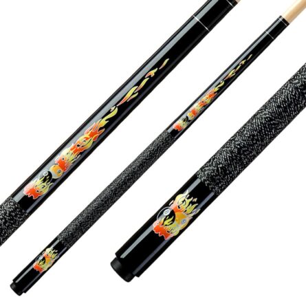 queue billard américain pour enfant flammes noire petite queue 120 CM 123 CM