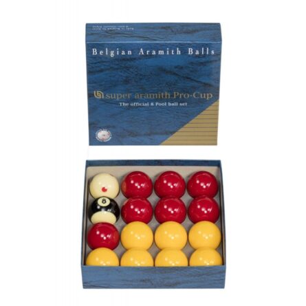 jeu de billes anglaises 50.8 Super Aramith Pro Cup jaunes et rouges yellow red