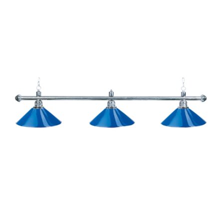 Luminaire billard bleu chrome 3 globes