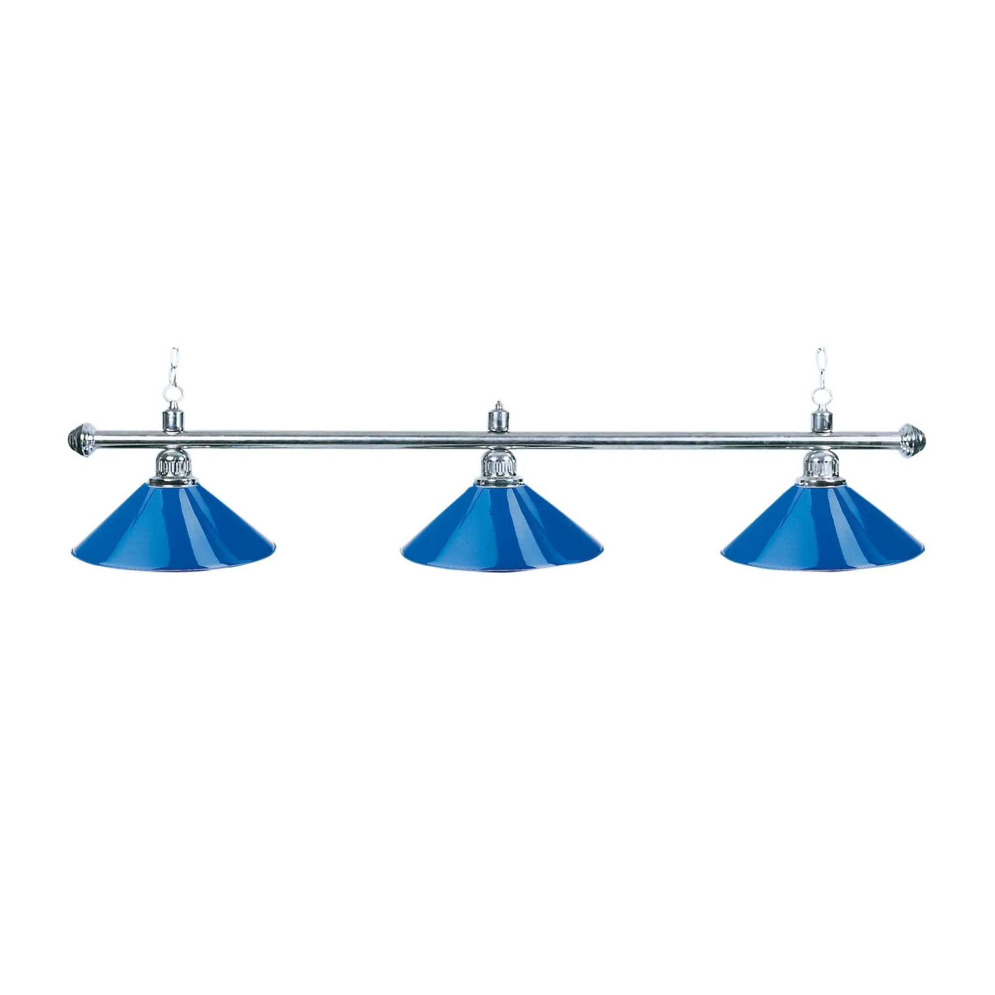 Luminaire billard bleu chrome 3 globes
