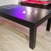 20230221_170124 Billard Montfort LEWIS noir 220 cm avec tapis or gold champagne retour de billes centralisé par casier escamotable et plateau table avec décor incrusté en inox