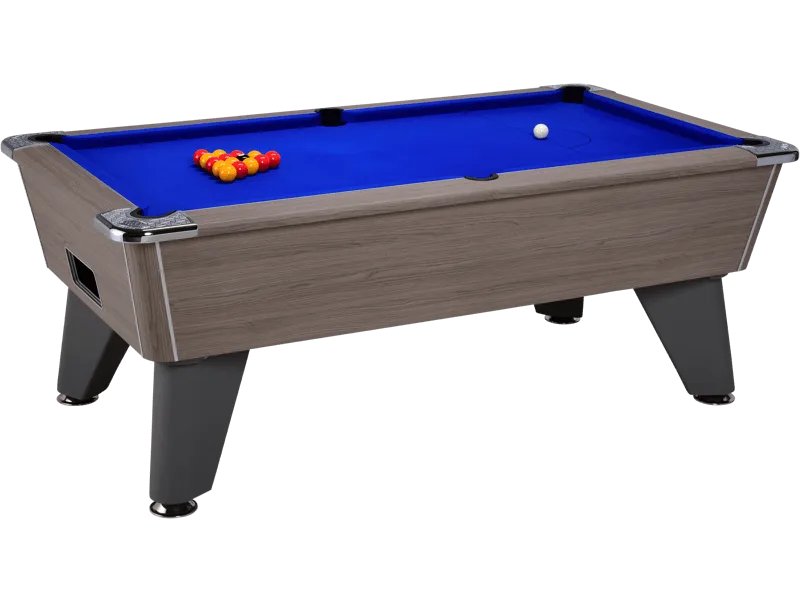 billard pool anglais café freplay DPT Omega chêne gris tapis bleu