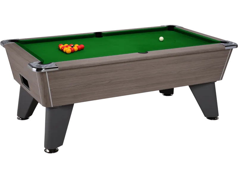 billard pool anglais café freplay DPT Omega chêne gris tapis vert jaune