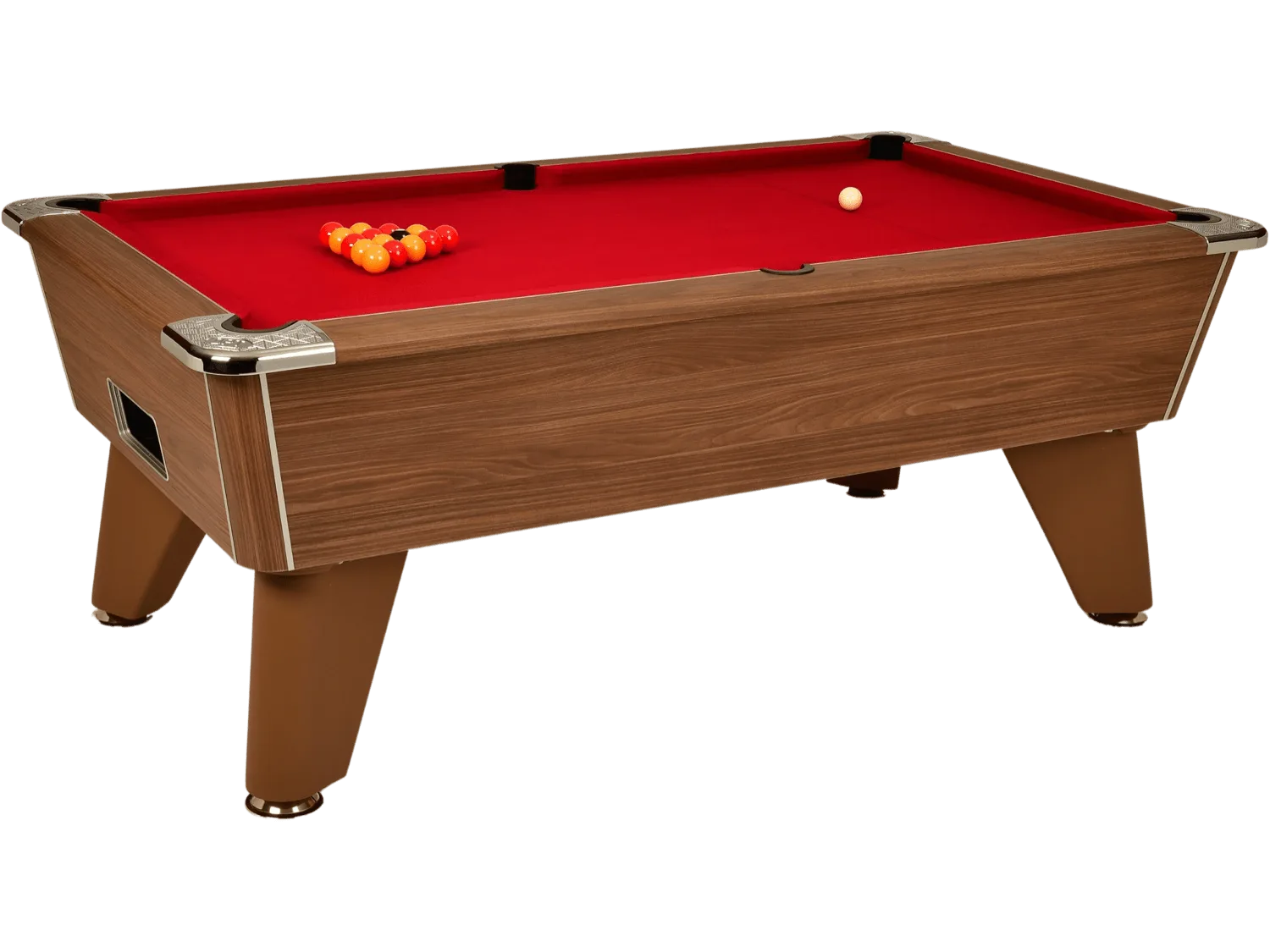 dpt-omega-pro-freeplay-walnut-red billard pool anglais café freeplay DPT Omega noyer tapis rouge