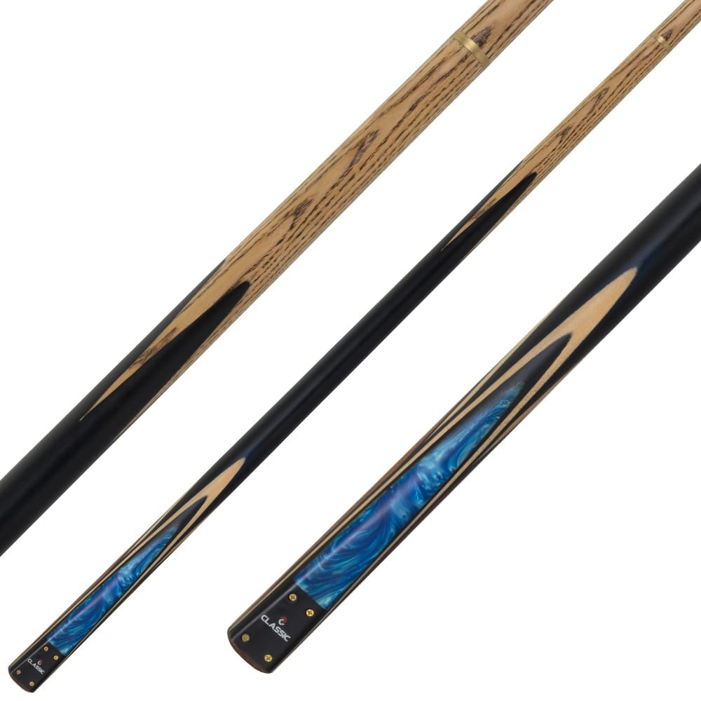 queue de billard snooker pool anglais en frene noire et bois avec bleu eau motifs élégante